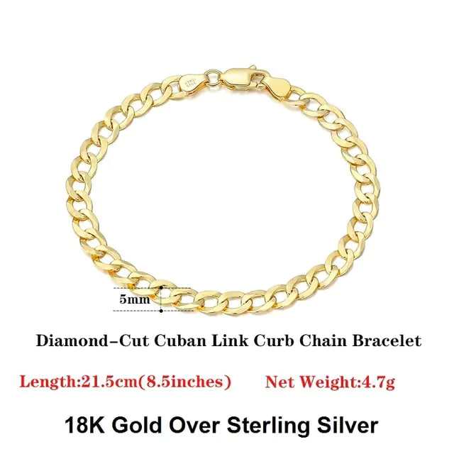 18 Italian Cuban Chain Bracelet for Women Men