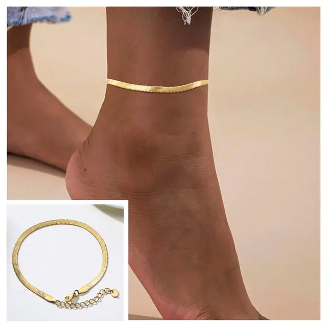 Adjustable Snake Chain Anklet for Women Girls