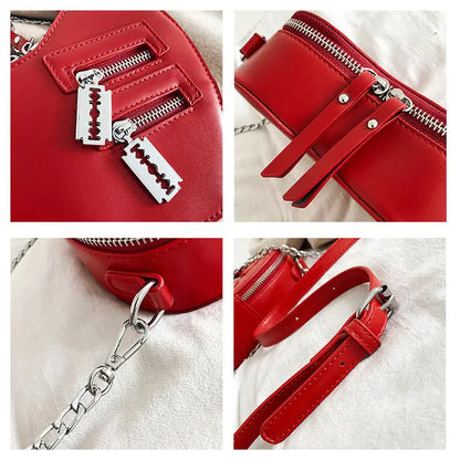 Heart Blade Zipper Chain Crossbody Bags