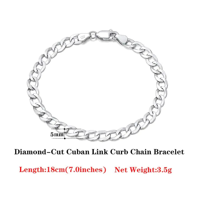 18 Italian Cuban Chain Bracelet for Women Men