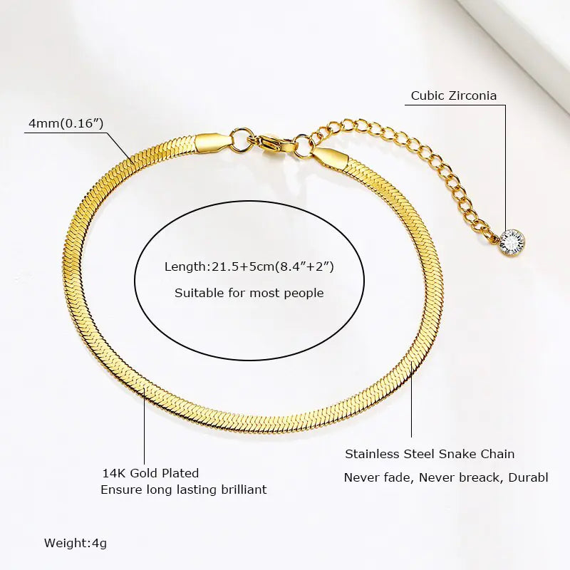 Adjustable Snake Chain Anklet for Women Girls