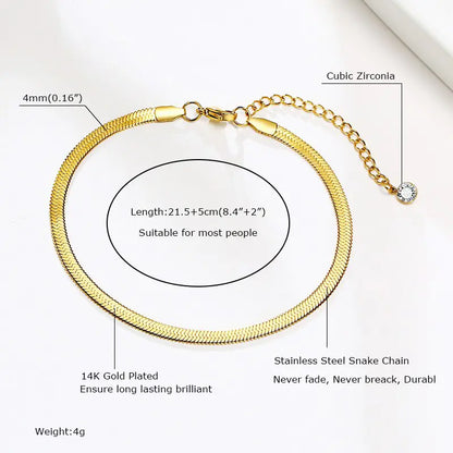 Adjustable Snake Chain Anklet for Women Girls