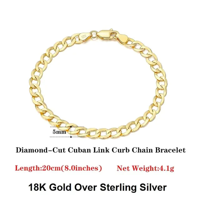 18 Italian Cuban Chain Bracelet for Women Men