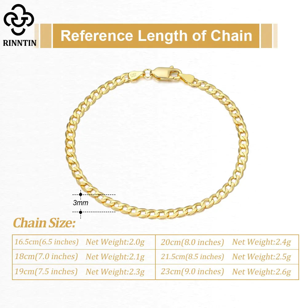 18 Italian Cuban Chain Bracelet for Women Men