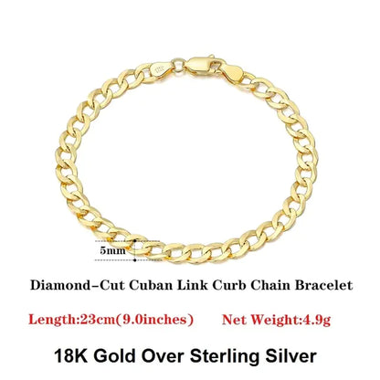 18 Italian Cuban Chain Bracelet for Women Men